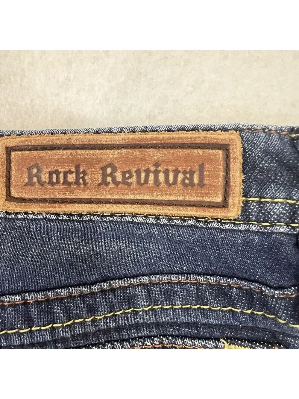 Rock Revival Women Jessica Skinny Jeans Rhinestones Logo Size 28 x 30